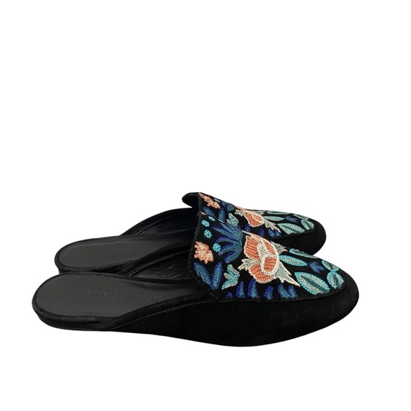 Rebecca Minkoff Raylee Black Embroidered Floral Loafer Flats Mules shoes 7.5 - Picture 8 of 12
